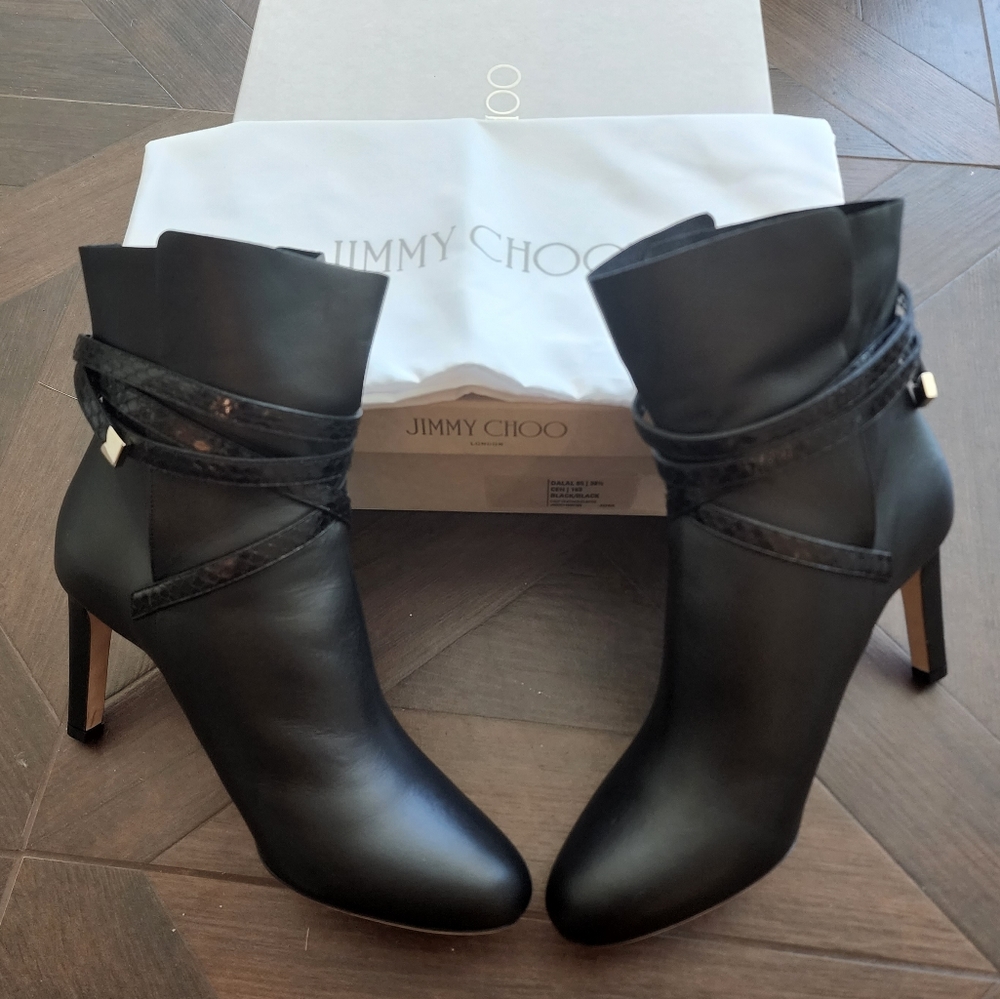 Jimmy Choo Dalal Ankle Boots Size 38.5 Black leather boots